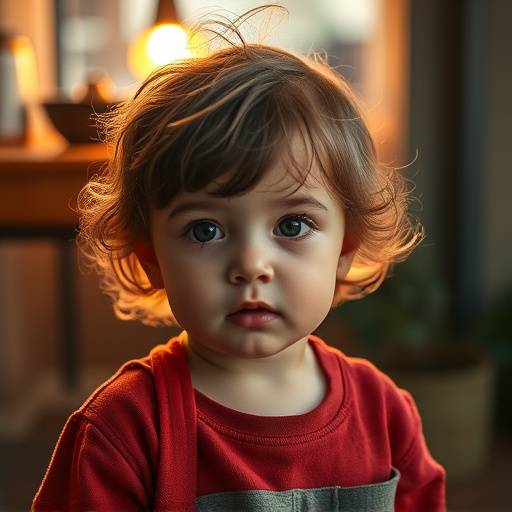A close-up portrait of a smiling child in The Urban Nook, with soft, warm lighting.