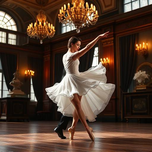 A dancer performing an elegant movement in The Grand Loft, using the space to its full potential.