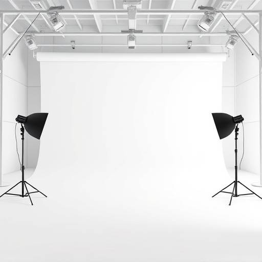 A modern studio with a clean aesthetic, featuring a seamless white cyclorama wall and professional lighting equipment, suitable for product photography and clean, minimalist shoots.