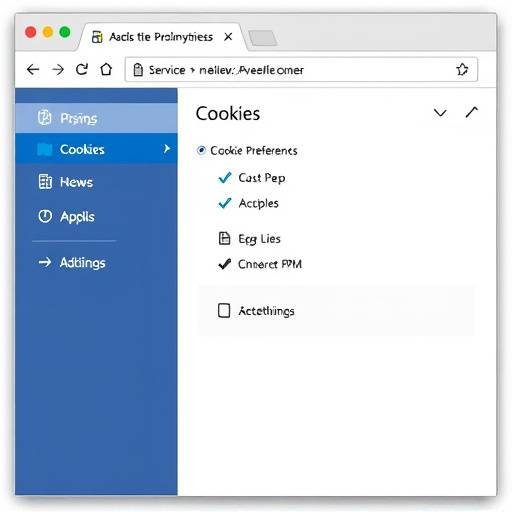 An illustration of a settings gear icon next to a browser window, symbolizing cookie preference management