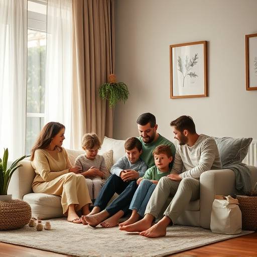 Lifestyle editorial featuring a family enjoying a cozy indoor scene, with soft, inviting lighting that emphasizes comfort and connection.